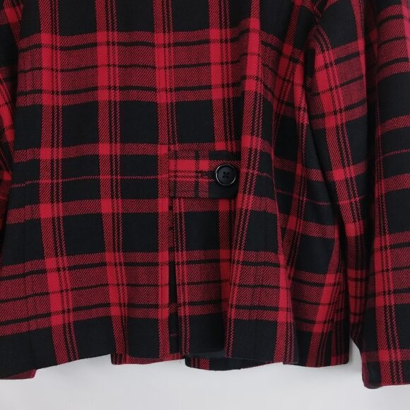 Briggs NY | NWT Plaid Red Black Wool Blazer Jacket | Size 16P - Picture 5 of 11